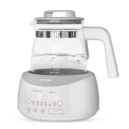 comfyer Comfortable Bottle Warmer, Baby Bottle Warmer with Night Light and Faster Cooling Fan, Instant Water Heater, Electric Tea Kettle with 6 Temperature Control Presets