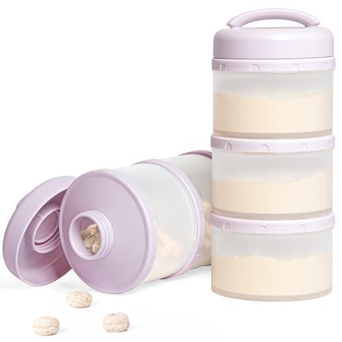 Termichy Baby Milk Powder Dispenser Pots Stackable Baby Formula Container, 2 Pack (Light Purple)