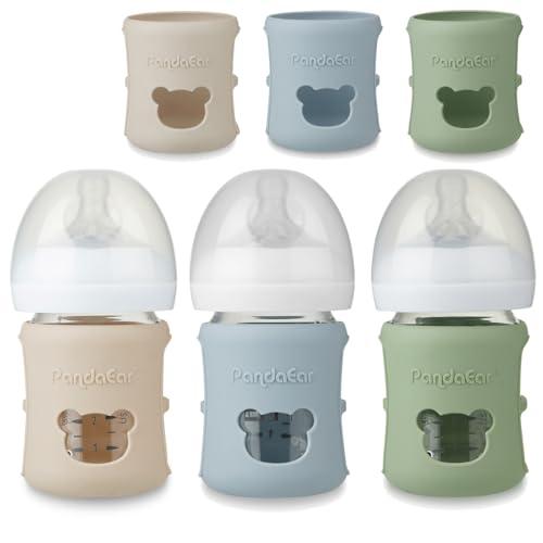 PandaEar 3 Pack Silicone Sleeves for Philips Avent Natural Glass Baby Bottles 4 oz, Shatterproof Anti-Breakage and Heat Resistant Bottle Holder, BPA-Free, Compatible with 4 oz Avent Glass Bottles