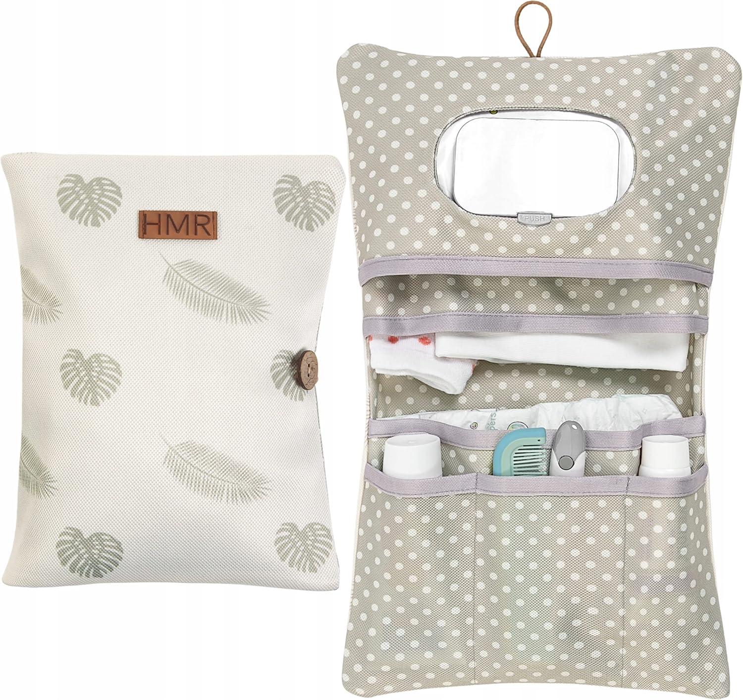 HAMUR HOME Diaper Bag Organizer and Cosmetic Bag 2in1 - Small Diaper Bag for On The Go Mom's Diapers Cream Wipes Baby Organizer